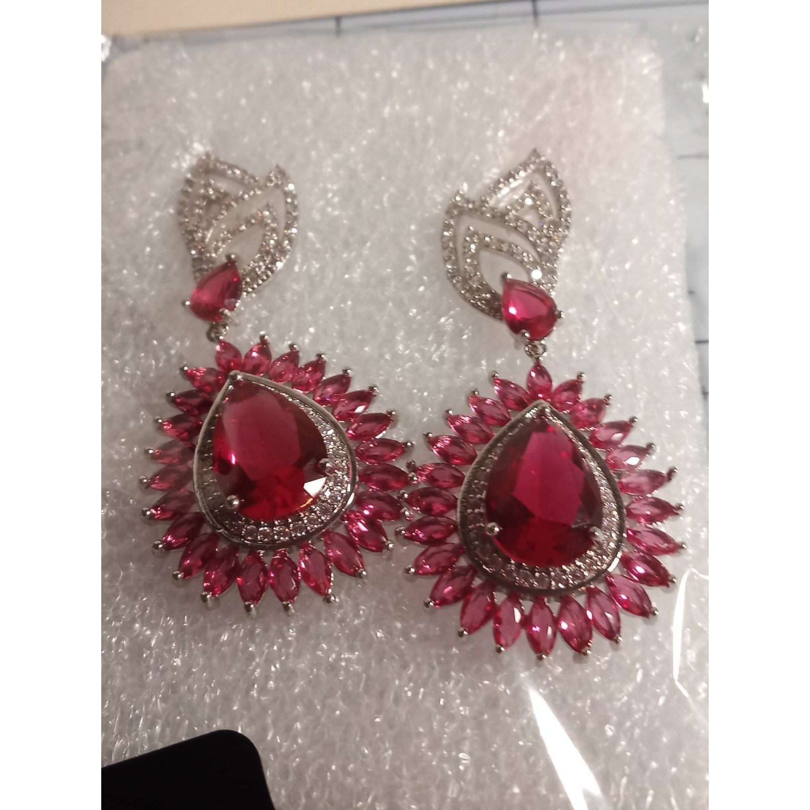 Fuchsia Quartz Diamond Earrings